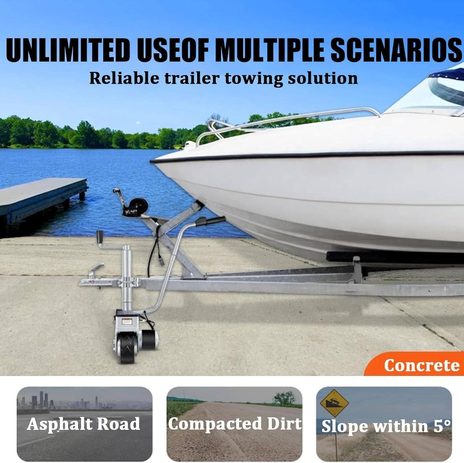 Aluminium Motorised Jockey Wheel Trailer Mover, 12V Motorised Jockey Wheel Electric Mini Mover, with Max Load 5504.5 lbs (2270 kg)