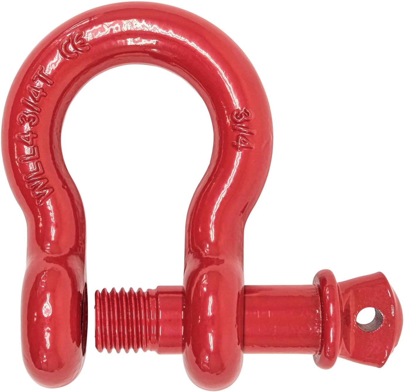 Mytee Products 3/4" Anchor Shackle Forged Carbon Steel w/Alloy Screw Pin WLL # 4.75 Tons (9,500 lbs) | Double Rust Protection Heavy Duty D Ring Shackle for Towing, Rigging & Vehicle Recovery (4 Pack)