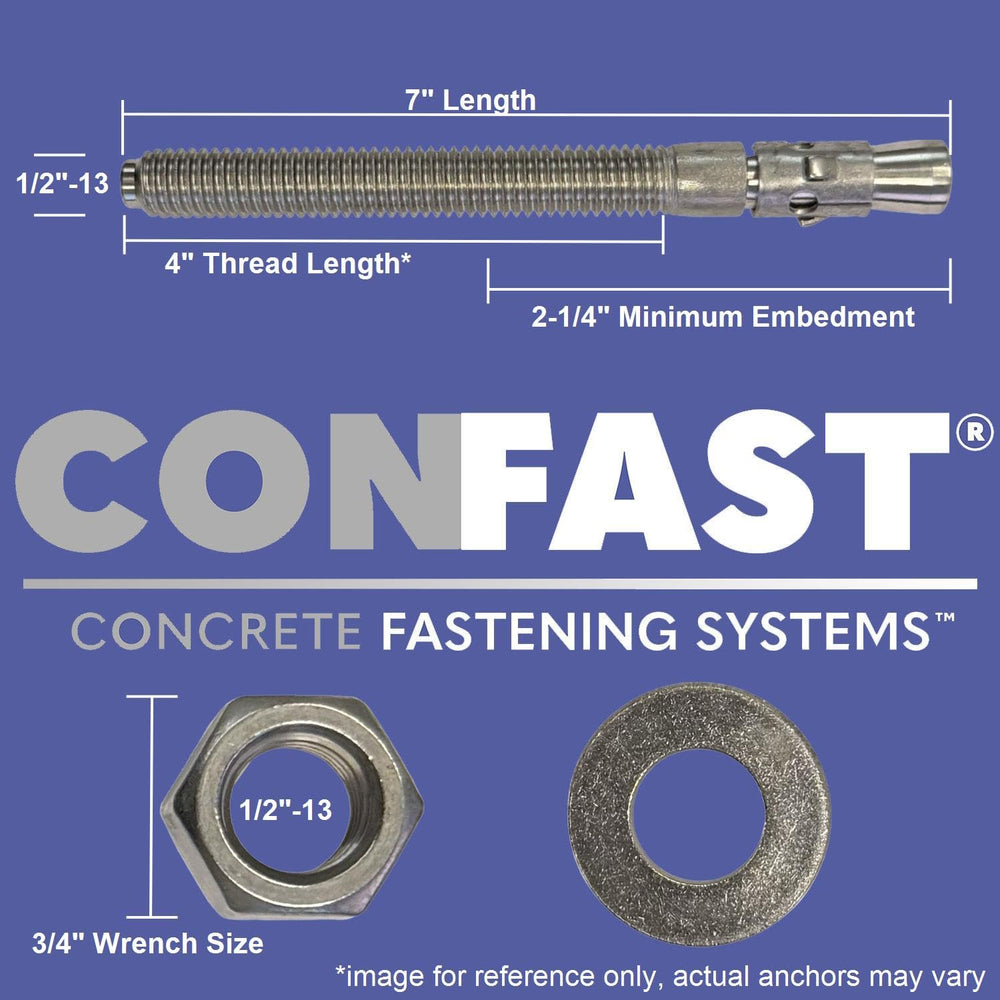CONFAST 1/2" x 7" Wedge Anchor Zinc Plated (Box of 25)