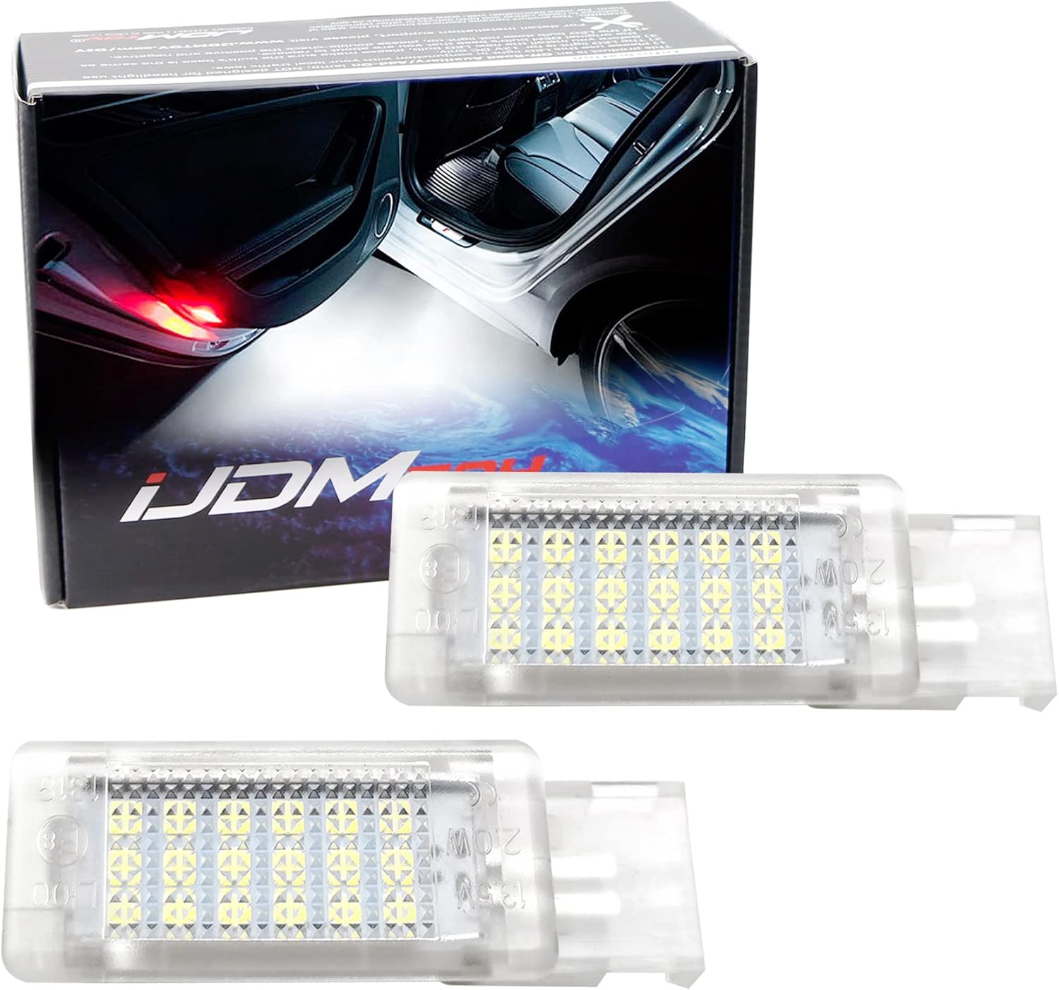 iJDMTOY Xenon White LED Compartment Glove Box or Footwell Lights Compatible with Volkswagen Jetta GTI Altas CC Eos, Powered by 3W 18-SMD LED Lights, Replace OEM Incandescent Lamps
