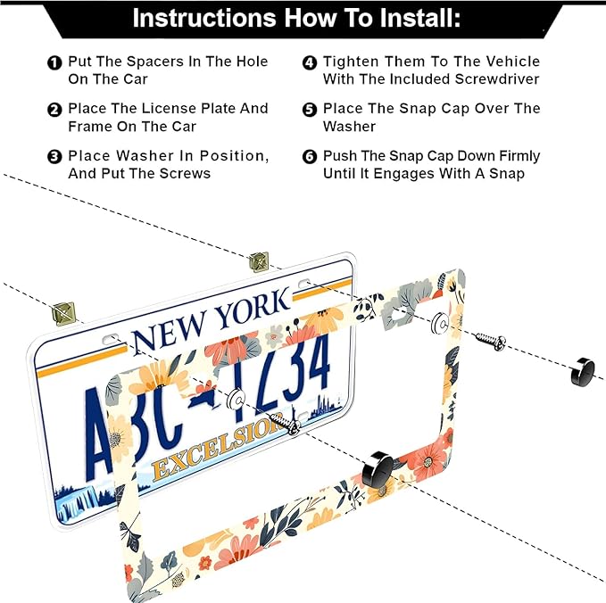 Colorful Floral Flowers License Plate Frames - Image 3