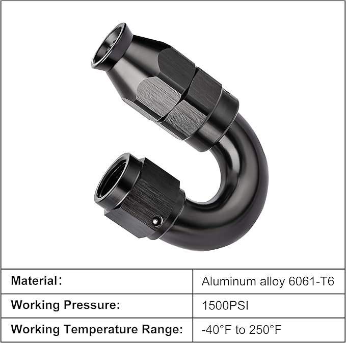 EVIL ENERGY 4AN 180 Degree PTFE One Piece Full Flow End Hose Fitting Aluminum - Image 3