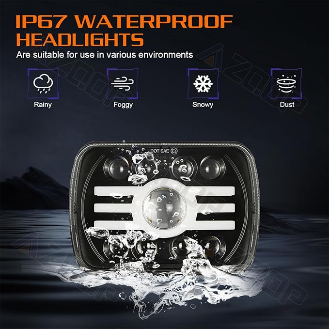 5x7 7x6 Inch LED Headlights, H6054 80W Headlights, Turn Signals, DOT Approved - Image 4