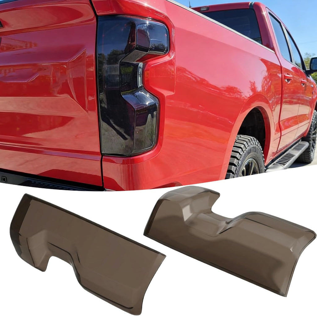 STSEV01 Taillight Cover Trim Fit for Chevy Silverado 1500 2019-2026 Accessories RST/LT/Custom/LTZ/High Coumtry,Tail Light Smoked Black Style Rear Lamp Protective Guards Exterior Decoration