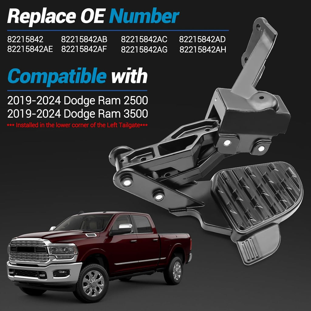 Rear Bed Step,Retractable Bed Step Bumper Step for 2019-2024 Dodge Ram 2500 3500 Truck Rear Tailgate Bedsteps Replaces 82215842AE 82215842AG 82215842AH 82215842AD 82215842AC