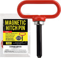 Mission Automotive Magnetic Trailer Hitch Pin - 4mm x 25mm, Red - Neodymium One-Hand Hook & Release for Lawn Mower & Utility Trailer - Compatible with Most Lawn Tractors & ATVs