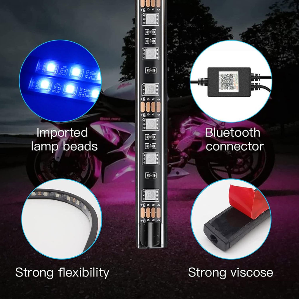 YUGUANG 12PCS Motorcycle Underglow Kit, Motorcycle Lights Underglow Kit with APP Control Multi-Color Music Sync Waterproof RGB Under Glow for Motorcycles