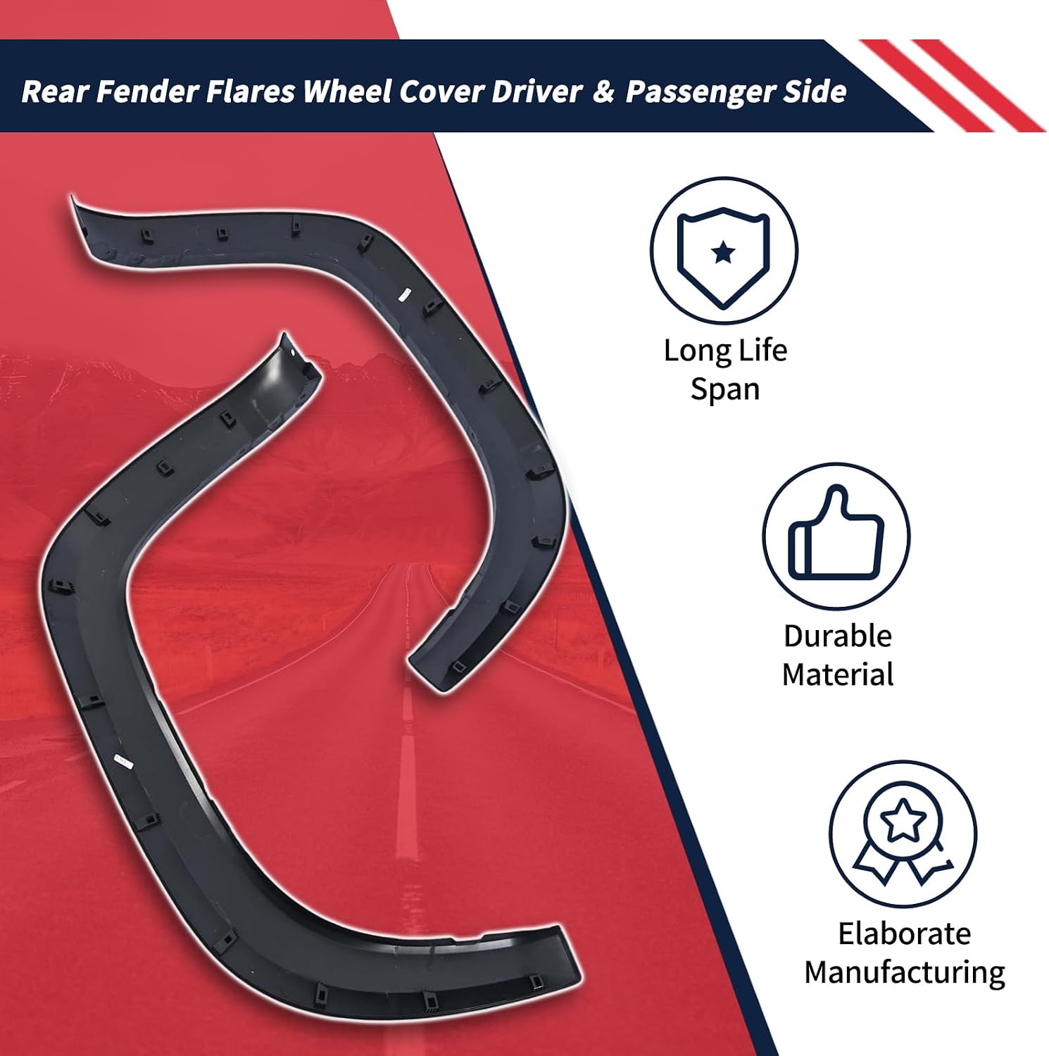 7587304090 7587404090 Rear Fender Flares Wheel Cover Driver ＆ Passenger Side Fit for Toyota Tacoma Pickup 4-Door 2016-2023, Wheel Arch Protector Trim Opening Molding TO1790111 TO1791111