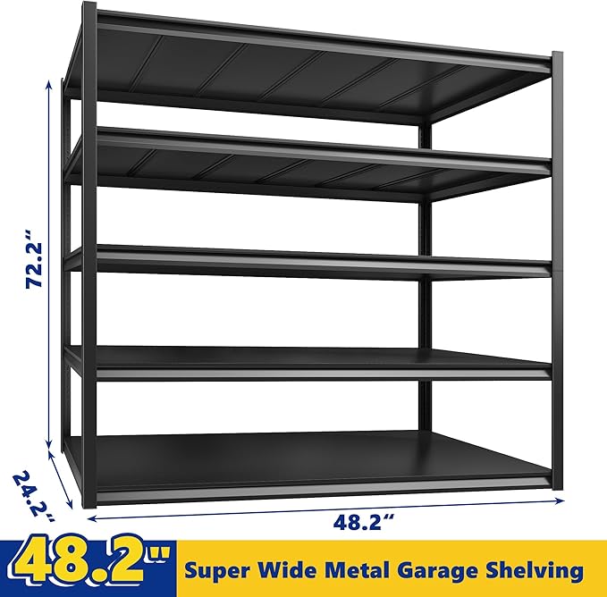 REIBII Garage Shelving 48.2" W Storage Shelves 3000LBS Heavy Duty Shelving - Image 3