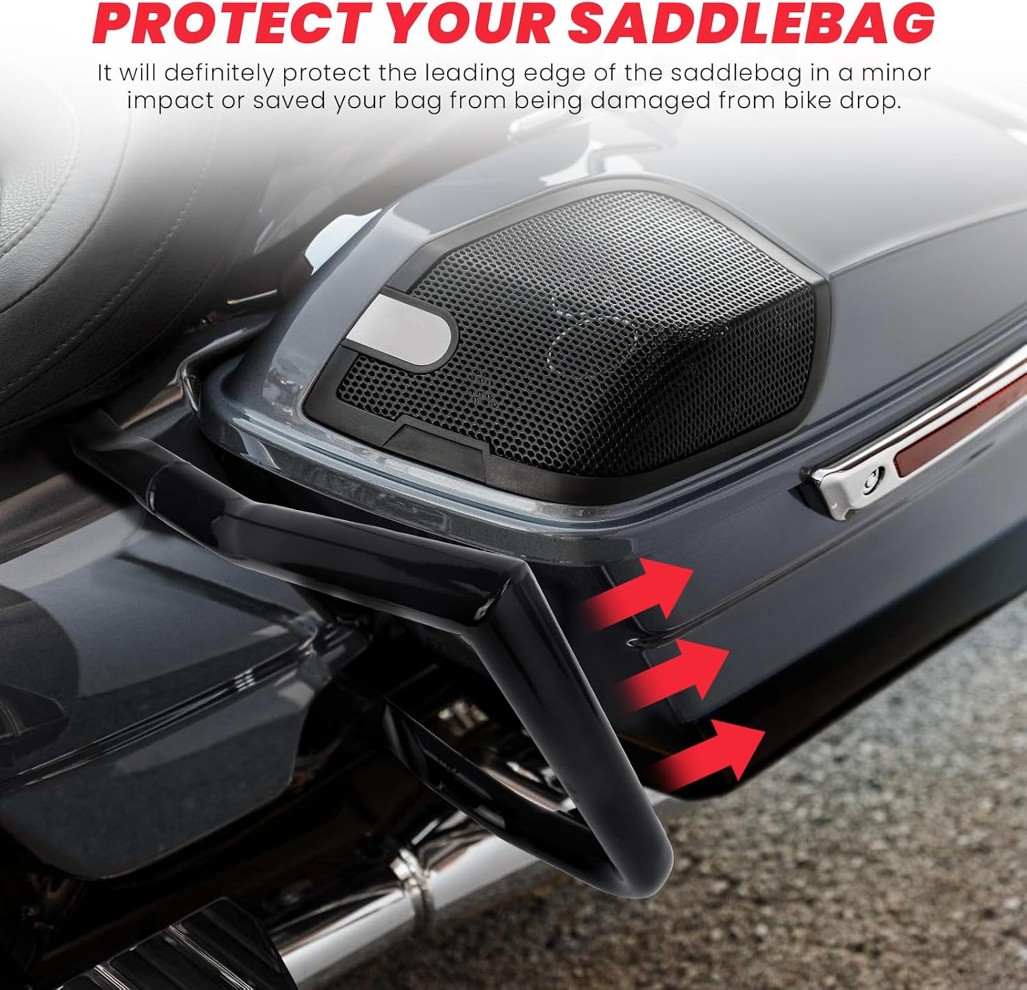 2014-2026 Rear Saddlebag Guard Crash Bar for Harley Touring Street Glide Road Glide Road King Electra Glide w/Cash Bar Support Bracket Kit