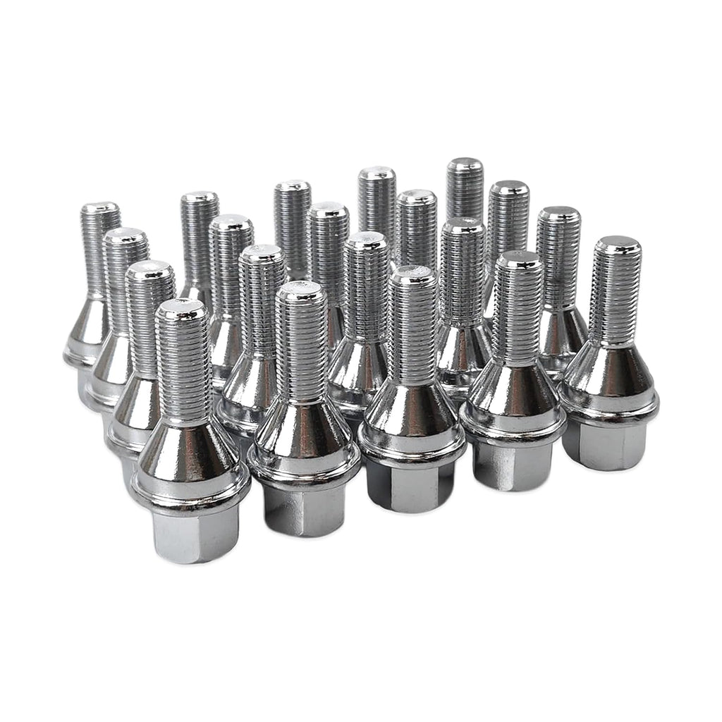 20pcs 611-005 6511051AA Wheel Lug Bolts M12x1.25 Upgrade 19mm Hex Length 28mm for 14-23 Jeep Cherokee (Sliver)