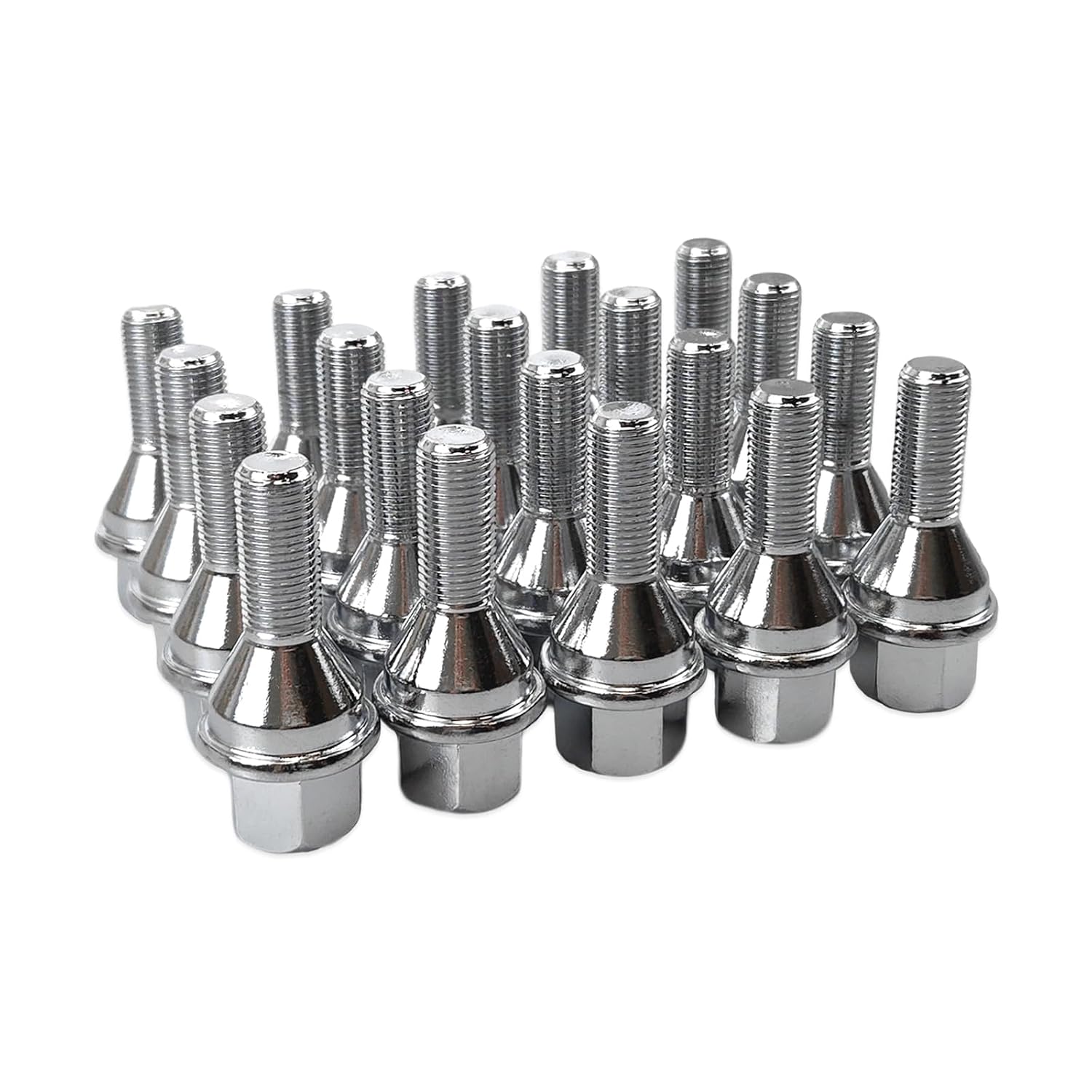 20pcs 611-005 6511051AA Wheel Lug Bolts M12x1.25 Upgrade 19mm Hex Length 28mm for 14-23 Jeep Cherokee (Sliver)