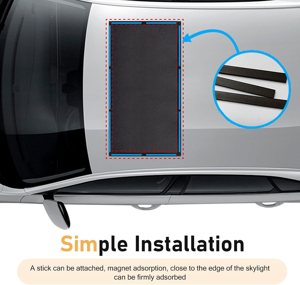 Car Sunroof Net, Breathable High-density Mesh Sunroof Cover, Portable Adsorption Car Roof Sunshade, Universal Sun-proof Exterior Accessories (Black)
