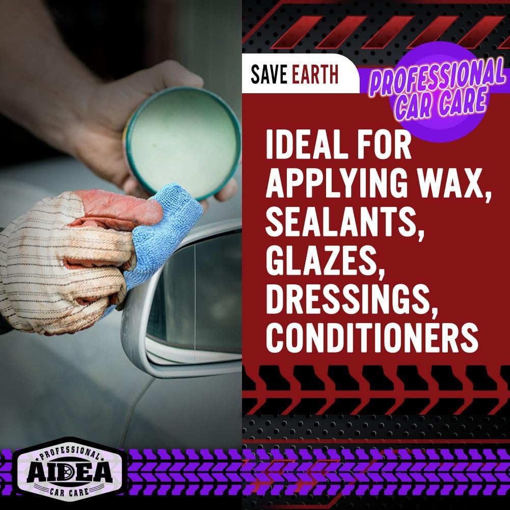 AIDEA Microfiber Applicator Pad-8 Pack, Car Wash Sponge, Blue | Microfiber Sponge and Cleaning Pads, Perfect for Effortless Wax, Sealant, Conditioner Application, Car Detailing Supplies
