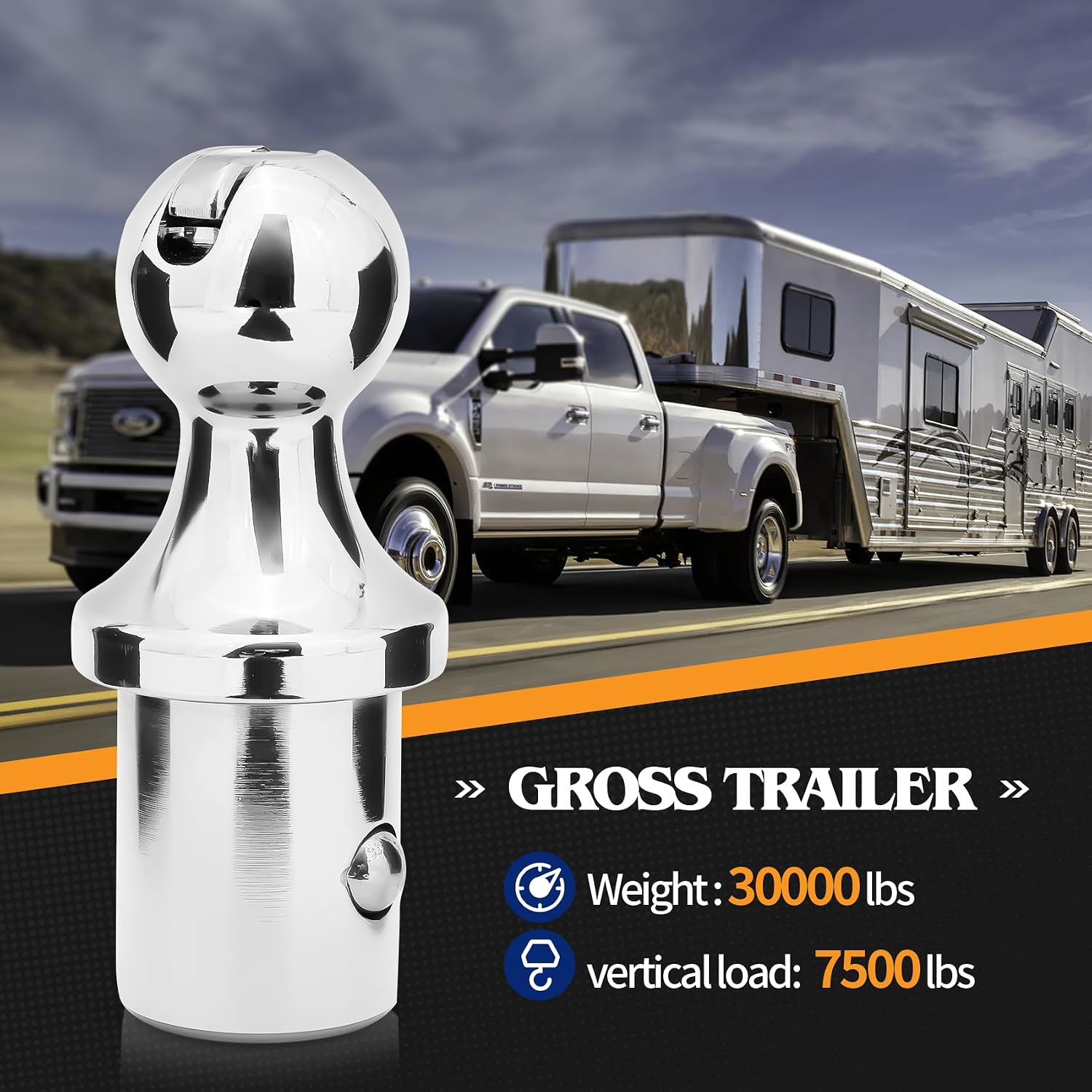 60601 Puck System Gooseneck Hitch Ball, 2-5/16-Inch Gooseneck Ball, Fits 2013-2025 Dodge RAM 2500 3500, 30,000 lbs