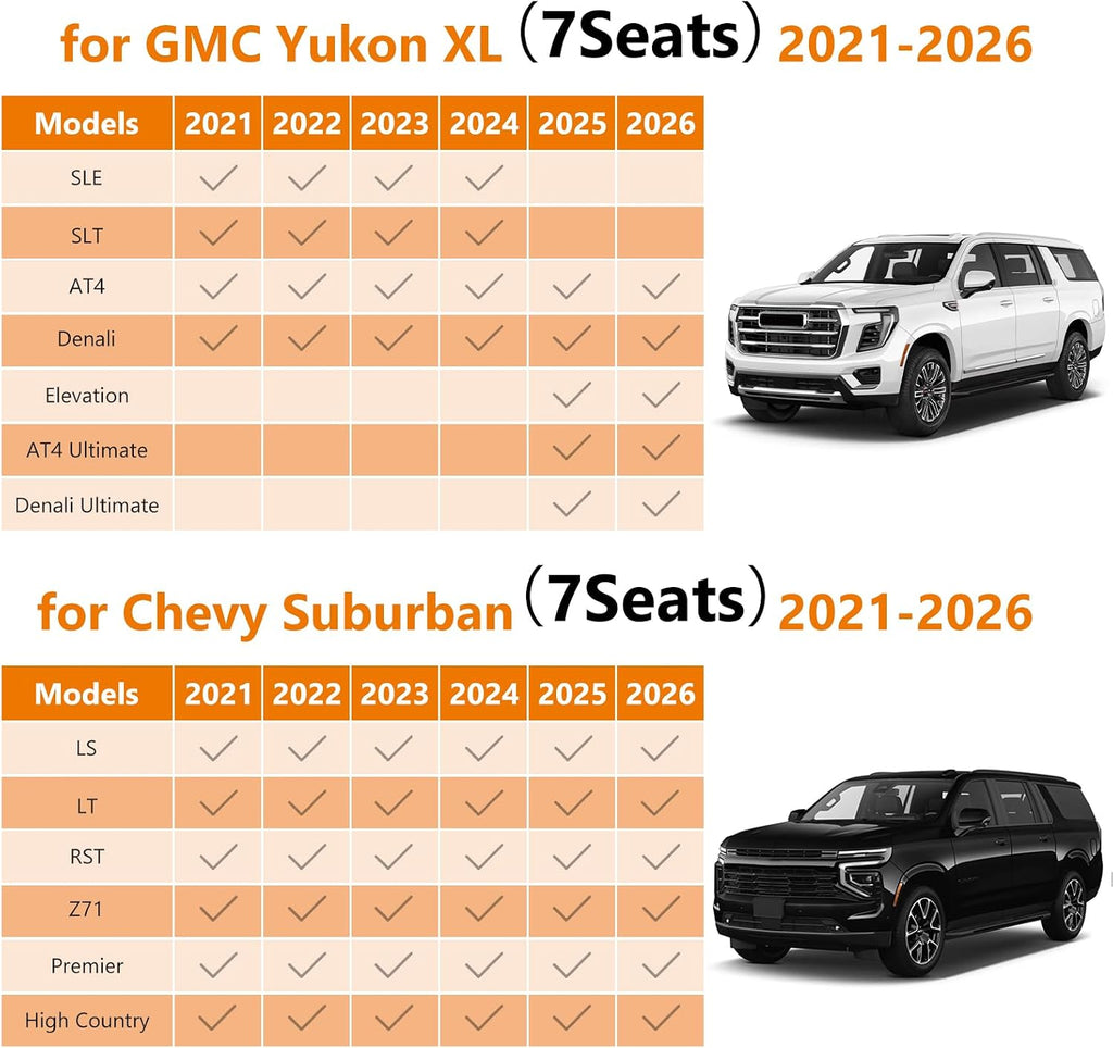 floor mats cargo liner for 2021-2026 chevy suburban/gmc shown in use