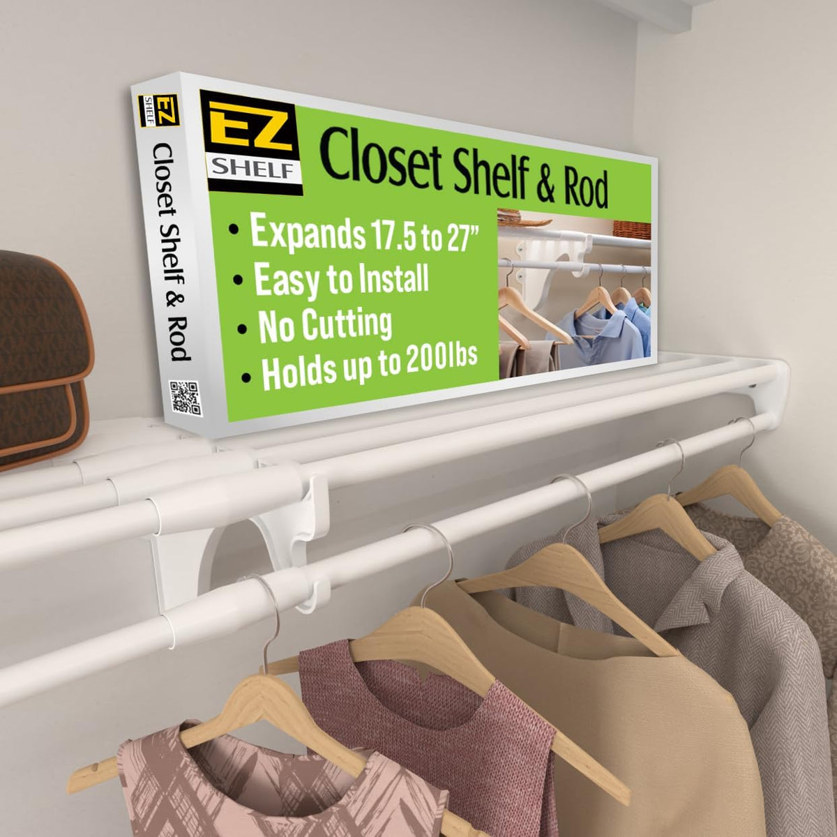ez shelf - hanging shelf - closet rod, main product view