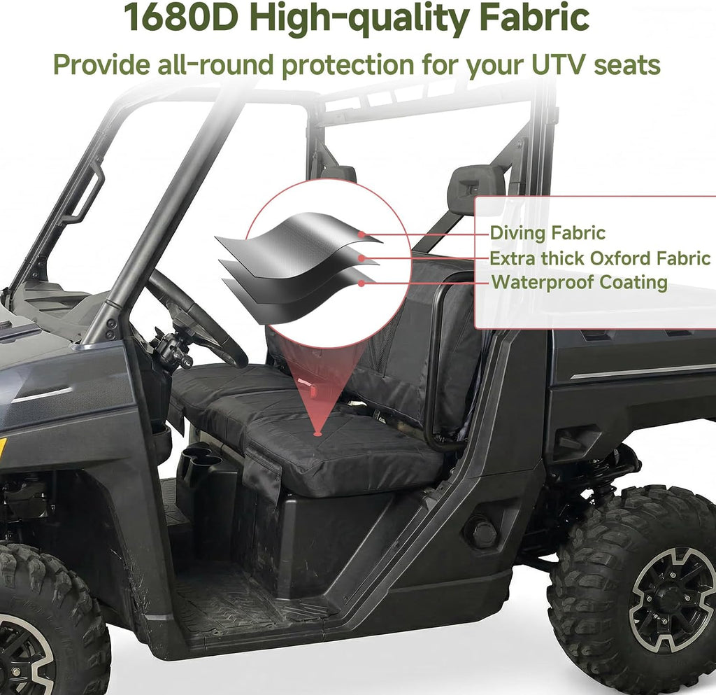 YMU Ranger Seat Covers with Storage Mesh Net, UTV Seat Covers Compatible with Polaris Ranger 1000 2020-2026, Polaris Ranger XP 1000 2017-2021