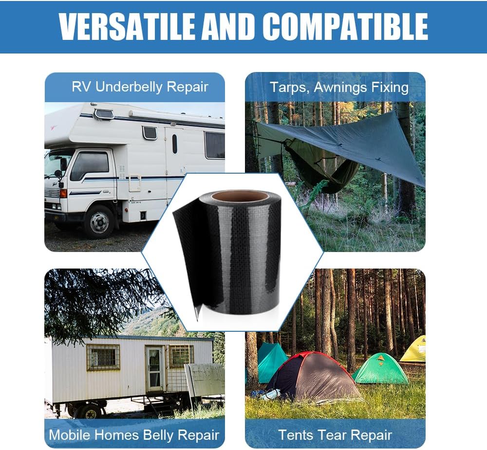 Ramkle RV Underbelly Tape, 6" x 50' RV Underbelly Material, Waterproof Tape with Permanent Sealing Adhesive for RV, Camper Travel Trailer, Mobile Home, Tear Repair Patch
