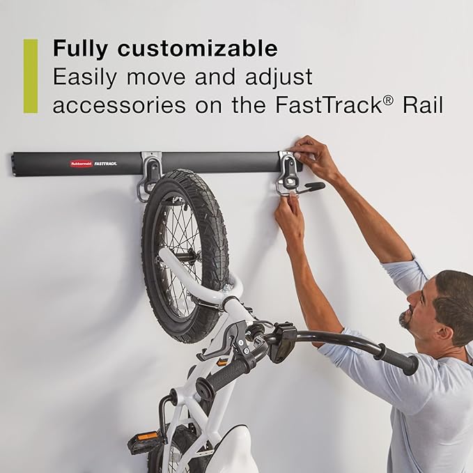 Rubbermaid 20-Piece FastTrack Garage Wall-Mounted Storage Kit 5 Rails and 15 - Image 5