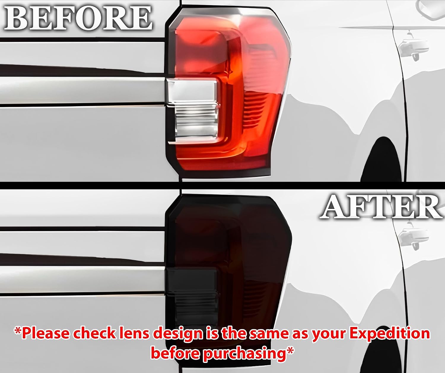 BOGAR TECH DESIGNS Rear Taillight Tint Kit PPF Overlay Compatible with Ford Expedition (Max) XLT/XL 2022-2024, Dark Smoke