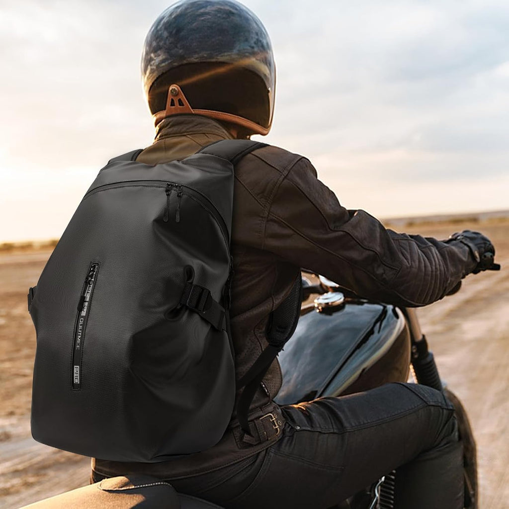 Motorcycle Backpack, Waterproof Helmet Backpacks for Men Large Capacity Storage Motorcycle Bag with Reflective Stripe