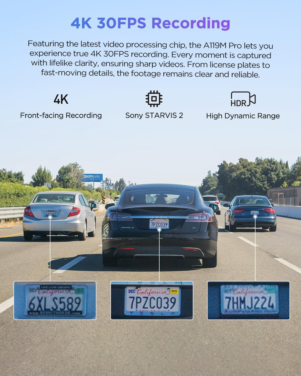 viofo a119m pro 4k hdr mini dash cam shown in use