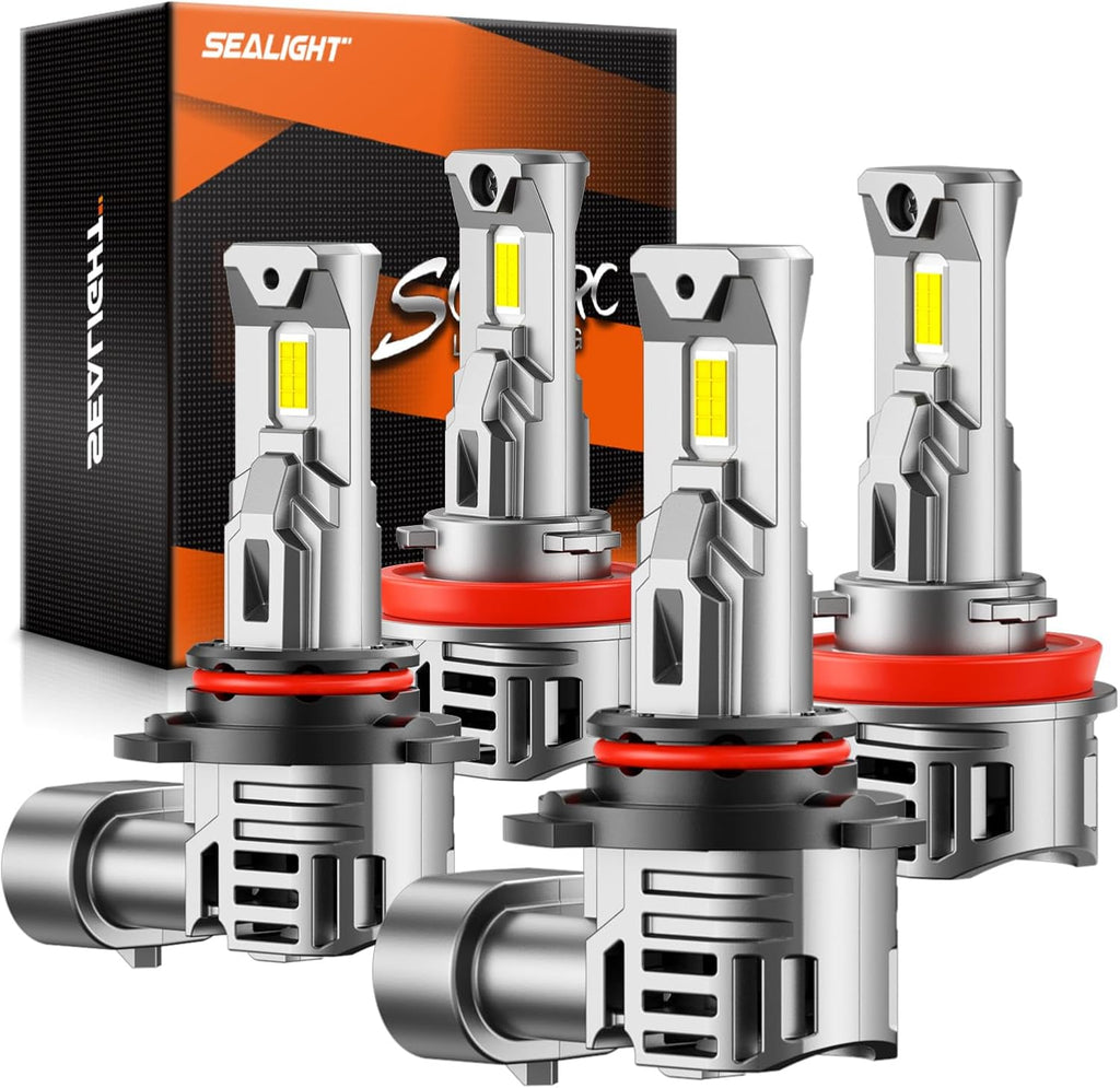 SEALIGHT 9005/HB3 H11 Fog Light Bulbs, 60000LM 6500K Cool White, 1:1 Mini Size