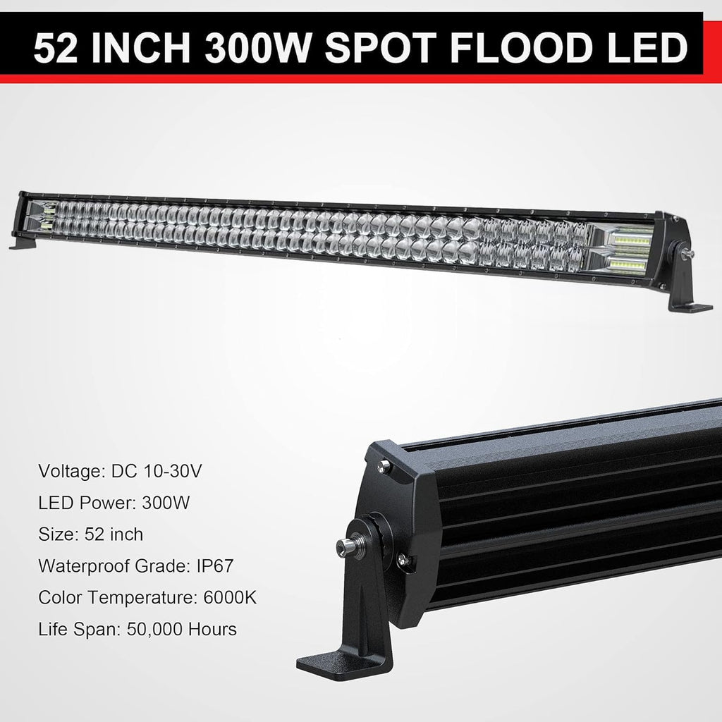 aslong 52inch led light bar 300w +2x4 inch shown in use