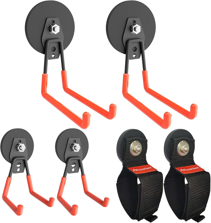 Super Strong Garage Magnetic Hooks Heavy Duty-6Pack, Powerful Magnetic Strips (8Pack)