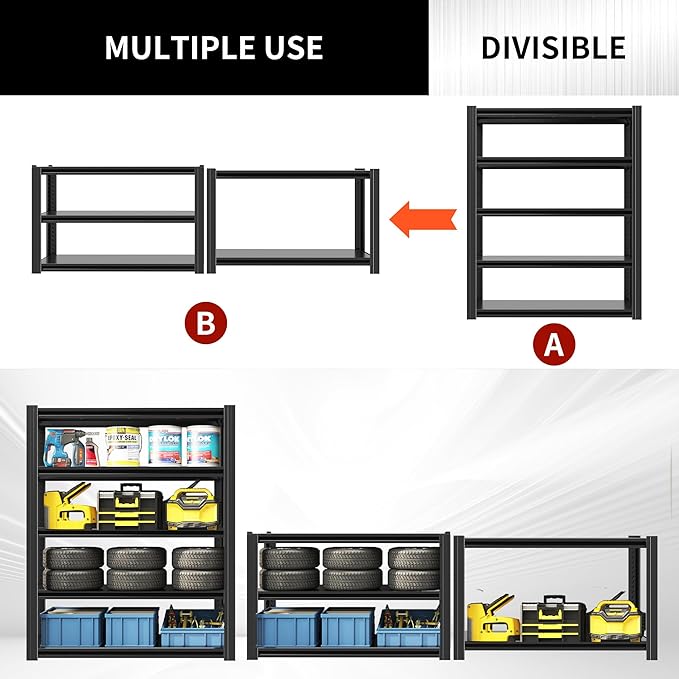 72" H Shelving Unit 5 Tiers Heavy Duty Garage Shelving 3000LBS Storage Racks - Image 5