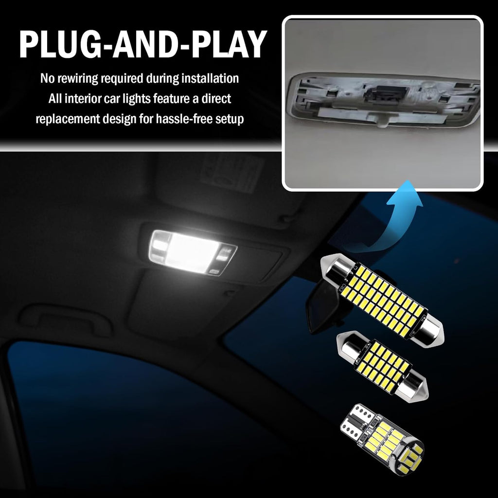 24PCS LED Interior Car Lights Kit,T10/31mm/41mm Car LED Lights Interior Replacement for Map Dome Door Trunk Light,Universal LEDs Light for Cars Interiors Fit for Most Cars/SUVs
