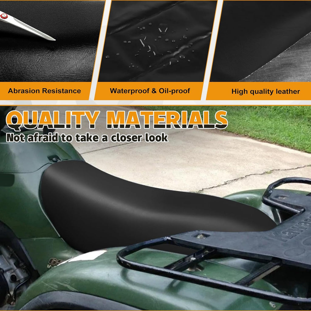 Seat Cover Replacement for 1997-2003 Kawasaki Prairie 300 4x4, 400 2x4/4x4, 650 4x4, Replacement Leather Seat Cover, Black
