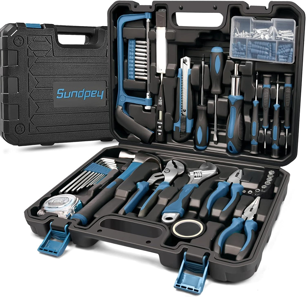 Sundpey 148 Pcs Portable Basic Hand Repair Home Tool Kit Set with Case Blue