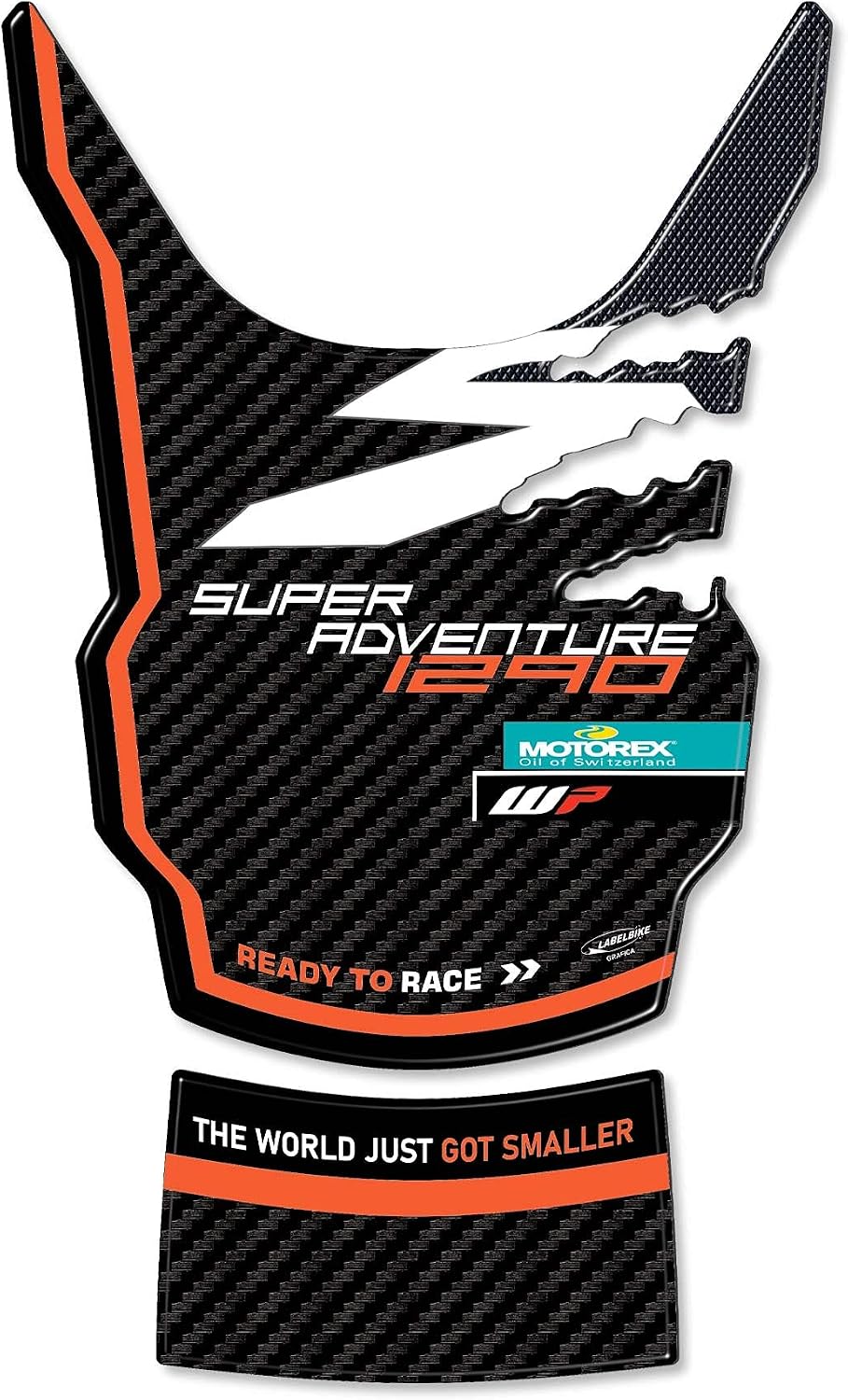 labelbike - 3D Stickers Motorcycle Fuel Tank Pad Decorations and Resin Protections Compatible with KTM 1290 Super Adventure S 2021-2024 Color Carbon Orange