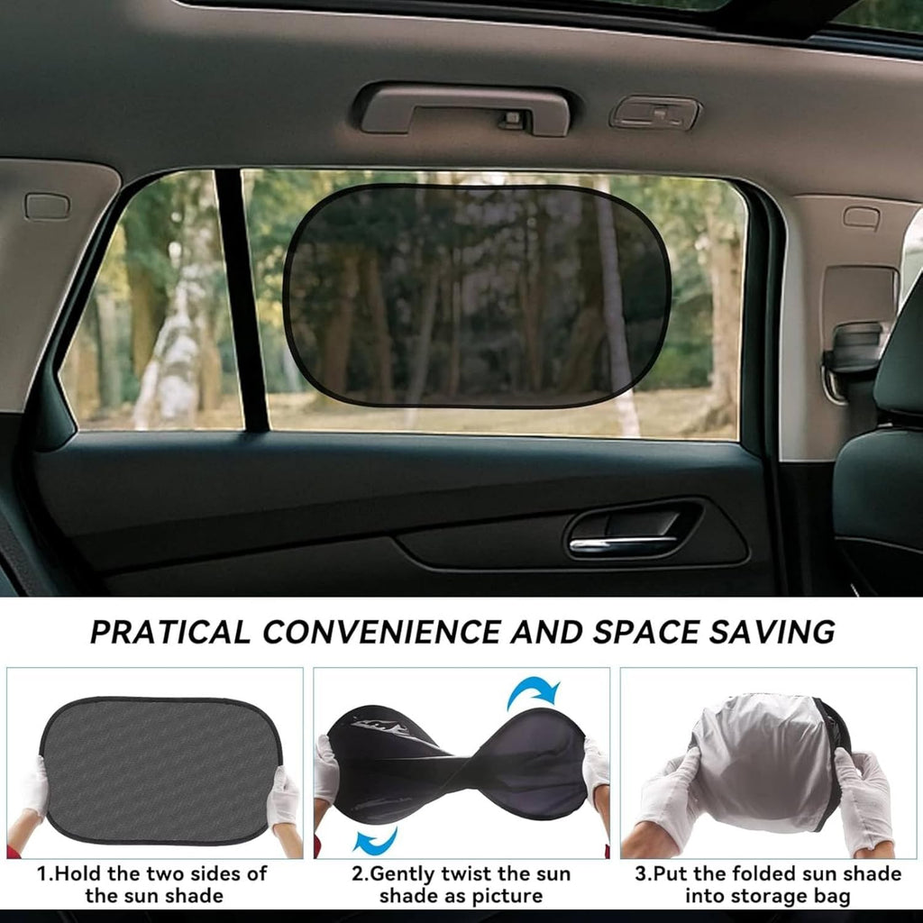 Car Window Sun Shades for Baby, Static Cling Side Window Cover, UV Ray and Glare Protection, 20 * 12&14 * 18 Inch, 4 Pack