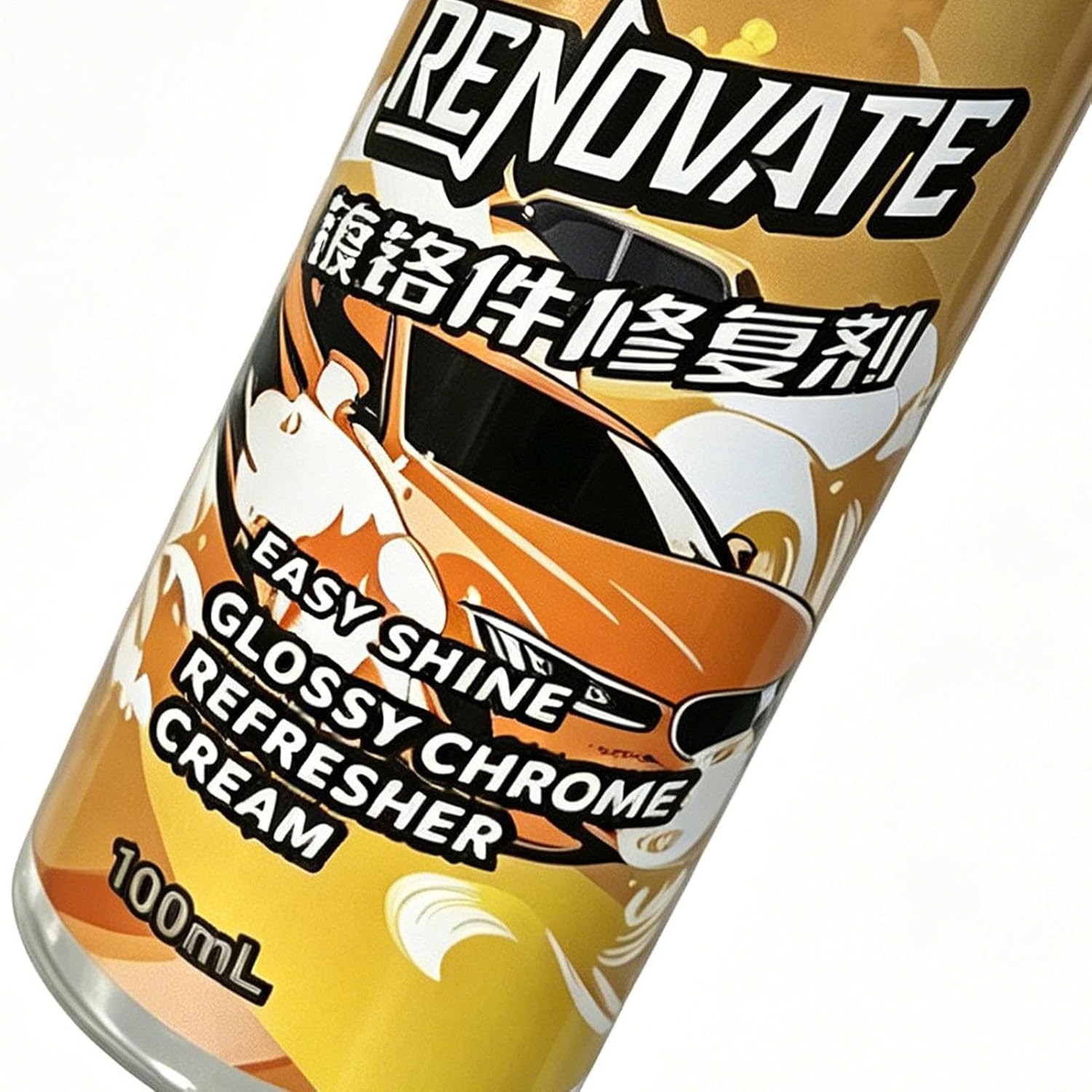 Chrome Cleaner, Automotive Detailing Cream, High Shine with Quick Buff, Plating Repair with, Car Care, Metal Restorer 5.91x1.77 Inches for Detailers Groomers Modifiers Vehicle Use