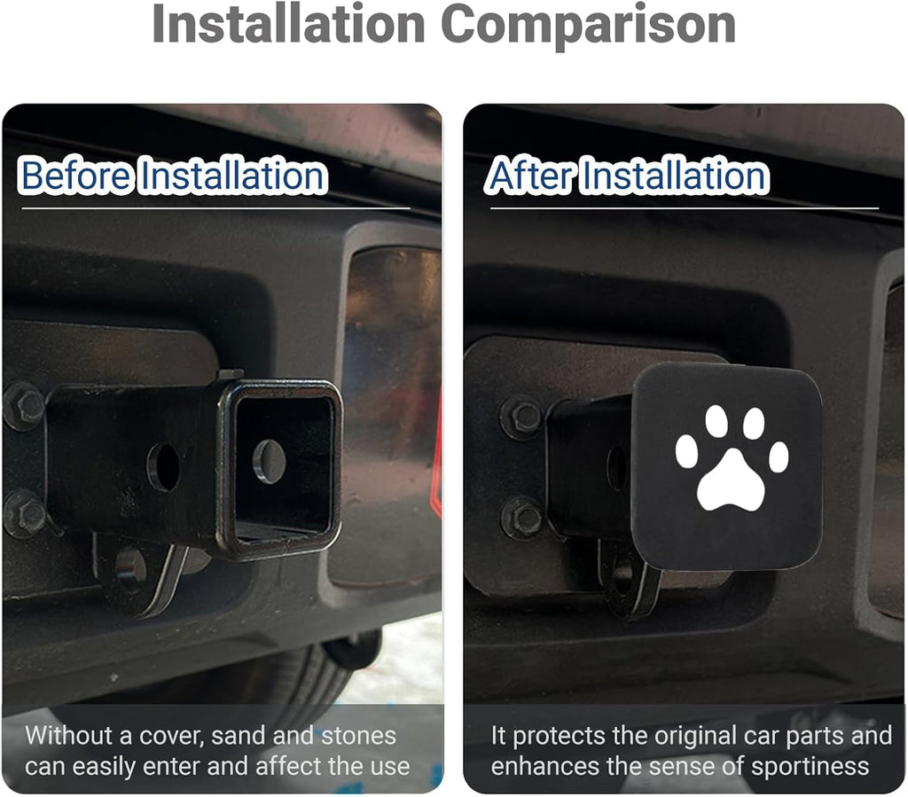 2 Inch Trailer Hitch Cover, Dog Paw Rubber Dustproof Waterproof Plug, Tow Hitch Square Mouth Receiver Plug Protector, Tow Hitch Cover for Most Vehicles, SUV, RV, Pickup, ATV (Buckle Type)