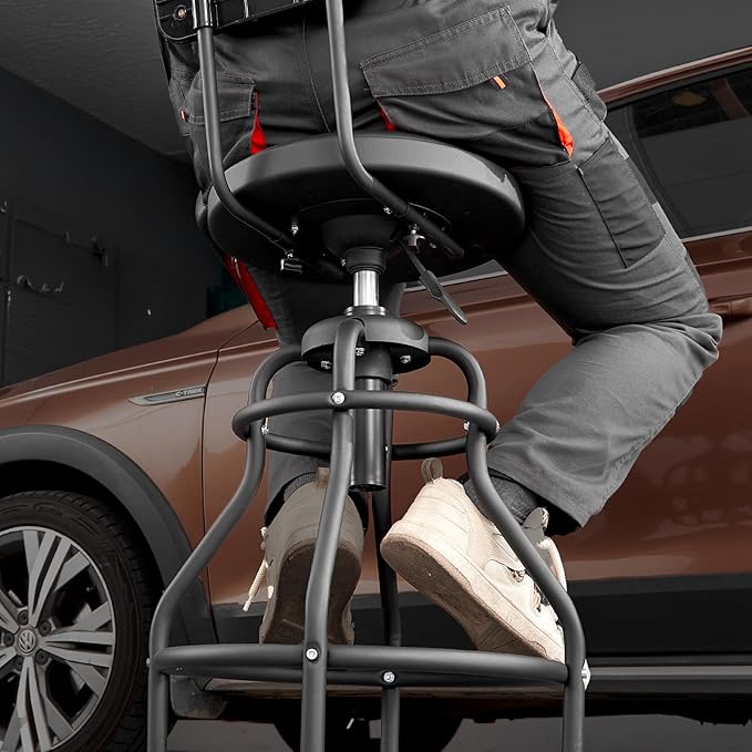 VEVOR Shop Stool with Backrest, Pneumatic Garage Seat/Work Stool with 300 lbs - Image 2
