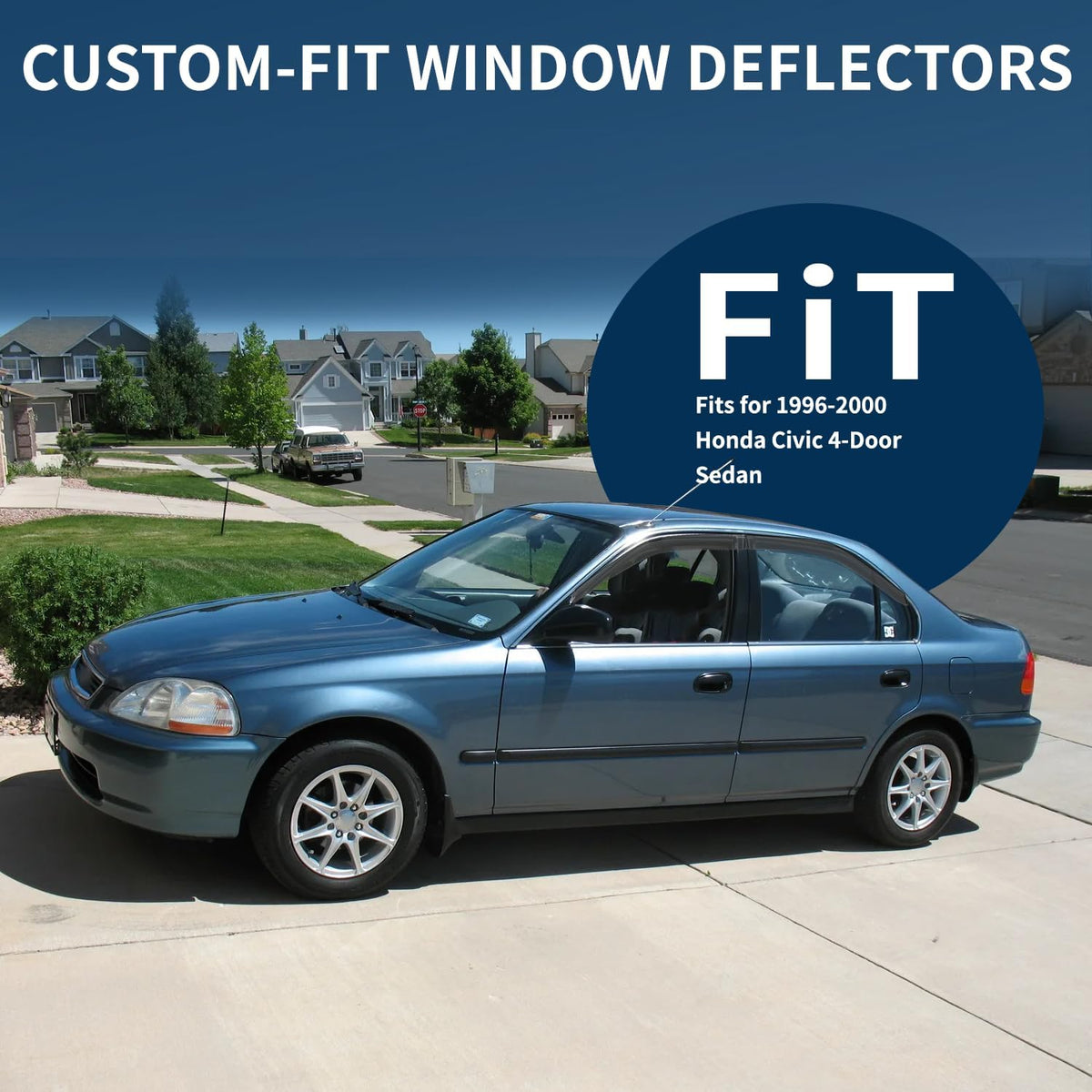 rain guards window visors wind deflector fits for, close-up detail