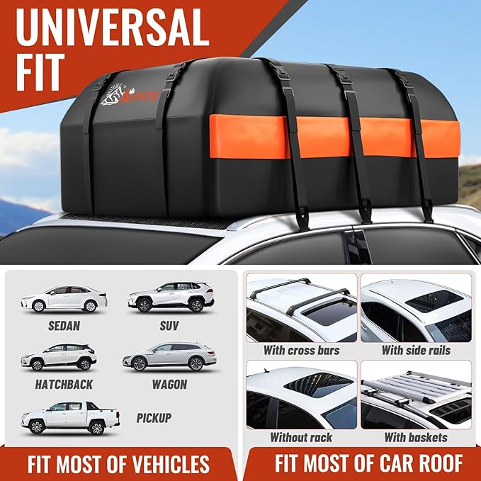 Car Rooftop Cargo Carrier Bag, 20 Cubic Feet Waterproof Heavy Duty 840D Car - Image 5