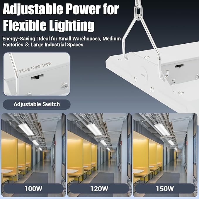 High Bay LED Shop Light 1.35FT 150W 22500LM 0-10V Dimmable 5000K Daylight - Image 4