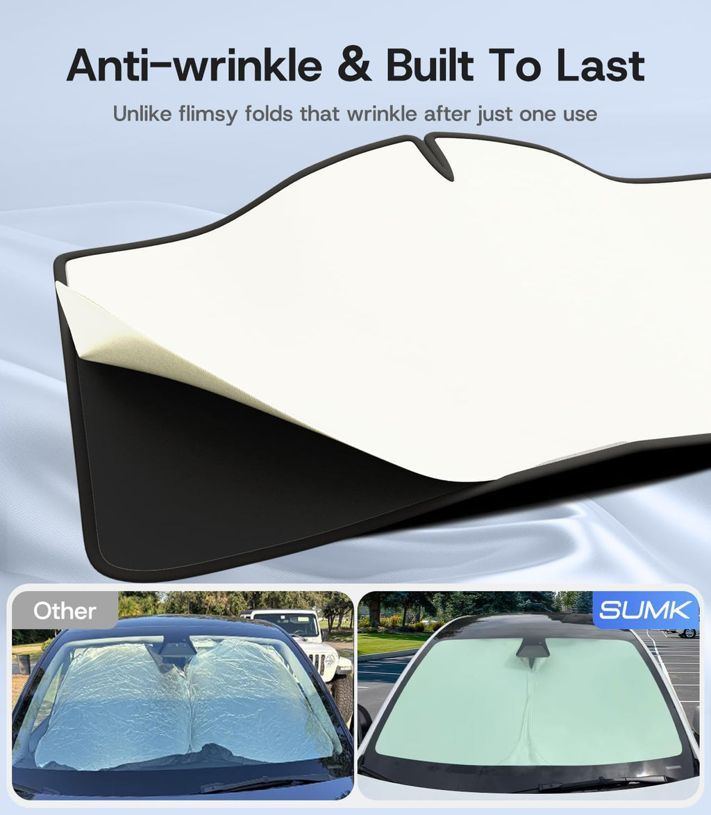 Windshield Sunshade for Tesla Model Y/3 2016-2026 (Juniper/Highland), [100% Sun Block & Anti‑Wrinkle] UV Protection Heat Insulation Front Window Cover for Tesla Model Y/3 Accessories