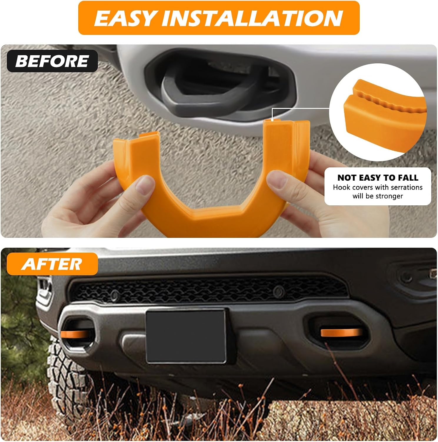 Front Tow Hooks Covers Hitch Cover Customized Car Tow Hooks Compatible with RAM 1500 Accessories 2019-2026|Orange (Not Fit for RAM 1500 Classic,Warlock,RAM 2500,RAM 3500)