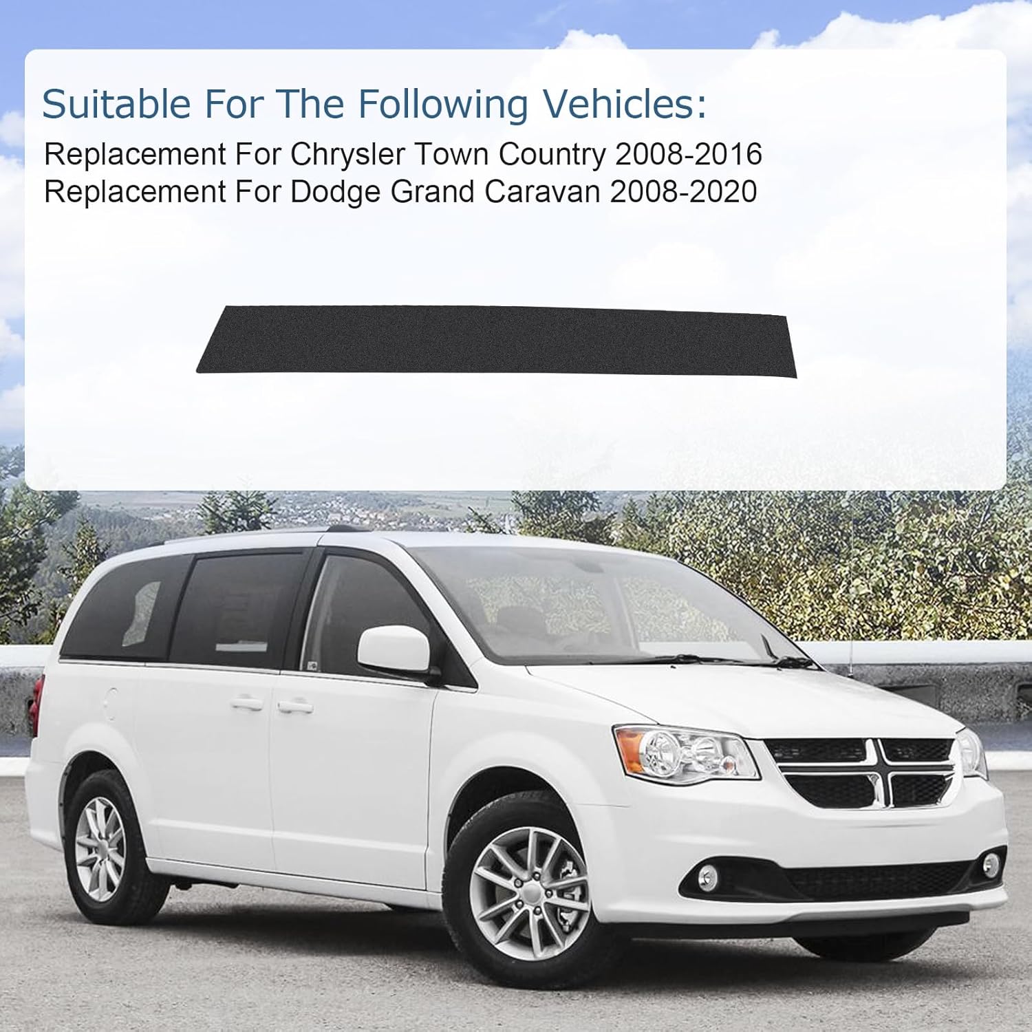 B-Pillar Side Molding Windshield Door Outer Trim Right (Passenger Side Replacement for 2008-2016 Chrysler Town Country,2008-2020 Dodge Grand Caravan Replaces 926-445 5020664AA 5020665AC