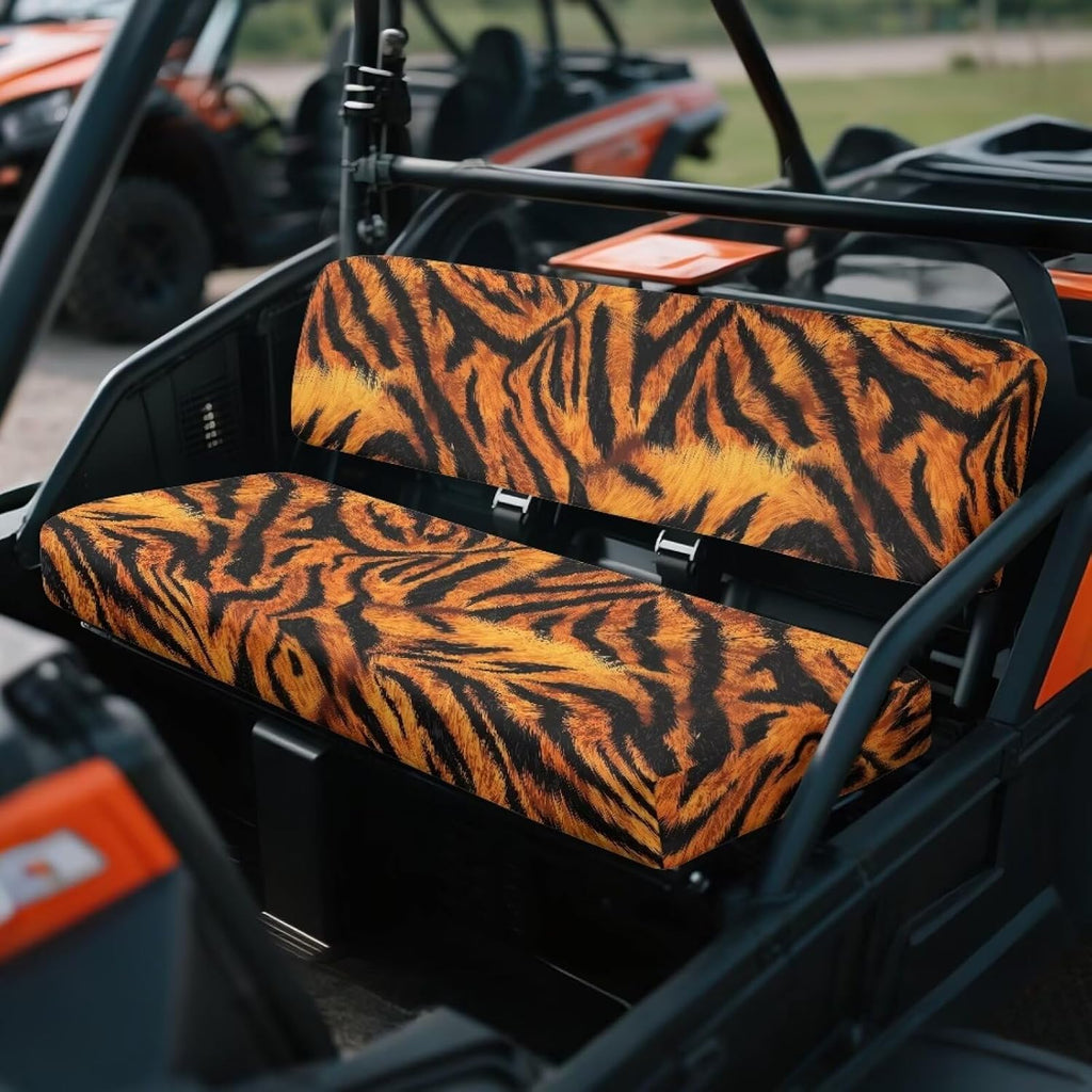 Tiger Printed UTV Front Bench Seat Cover Anti-Scratch 2Pcs Mule Bench Seat Covers All-Weather Protection Mule Accessory Parts, Orange