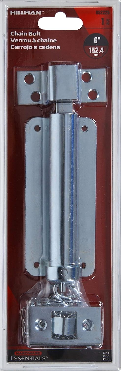 hillman zinc-plated steel chain bolt for doors, 6 shown in use