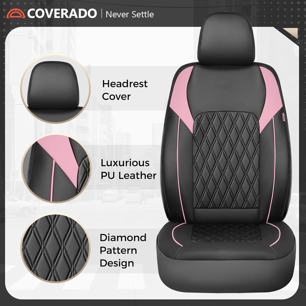 coverado leather seat covers, waterproof car seat covers showing dimensions