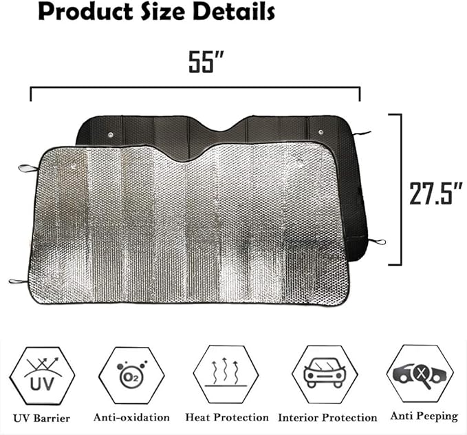 Big Ant Windshield Sun Shade UV Rays Sun Visor Shade, Auto Front Windshield - Image 2