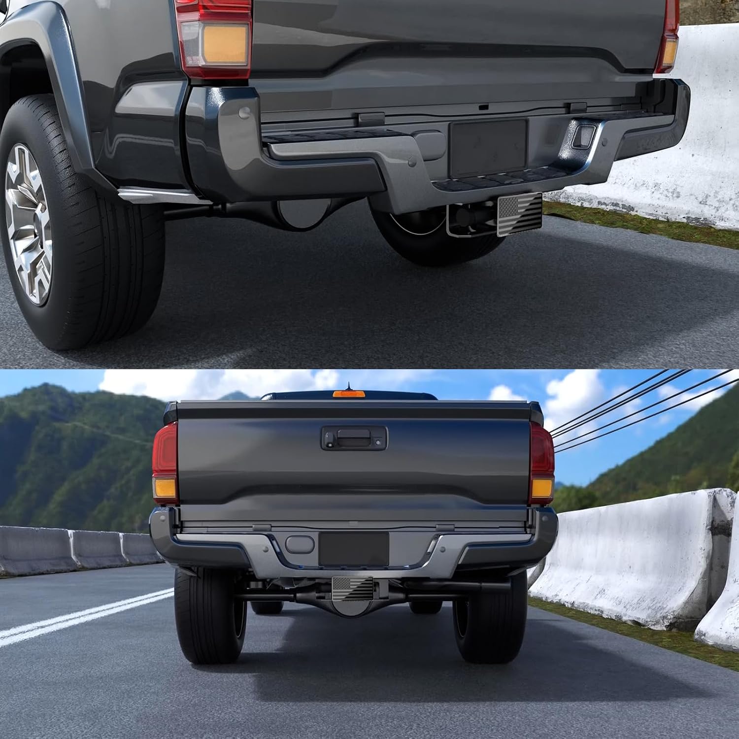 Trailer Hitch Cover for 2 Inch Receivers, Heavy Metal American Flag Hitch Cover for Trucks Accessories (Black)